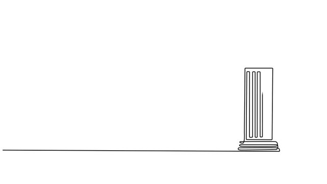 greek column animation continuous one line drawing, Full length single line animation. Animated self drawing of continuous line draw ancient roman and historical classic decorations gothic columns pro