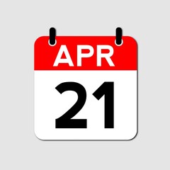Fototapeta premium April 21 Day Calendar Vector Icon Perfect for planner, reminder, time management, schedule, office, business, and monthly event start design template