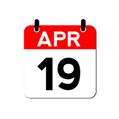 April 19 Day Calendar Vector Icon Perfect for planner, reminder, time management, schedule, office, business, and monthly event start design template