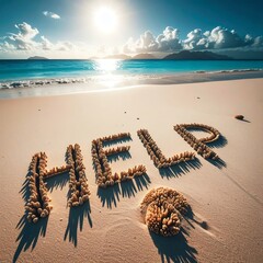 SOS Message on Tropical Beach - A Plea for Rescue and Hope.
