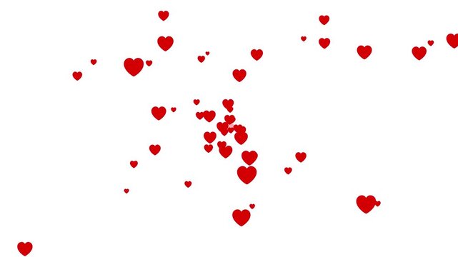 Romantic flying red hearts animation alpha channel, perfect for valentine day, wedding, love projects. love symbol hearts animation seamless loop.