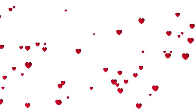 Romantic flying red hearts animation alpha channel, perfect for valentine day, wedding, love projects. love symbol hearts animation seamless loop.