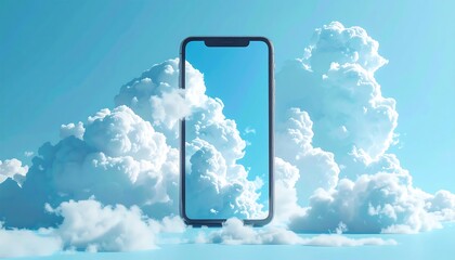 Smartphone Displaying Sky and Clouds - A Digital Dreamscape.
