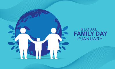 Global Family Day background with Family World Map