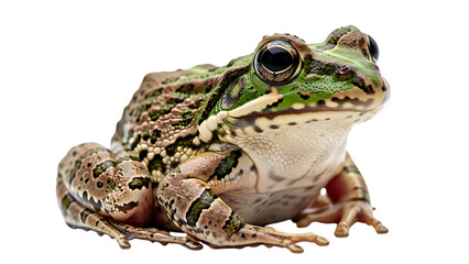 Naklejka premium A green frog with large eyes sitting on a white background isolated on transparent background
