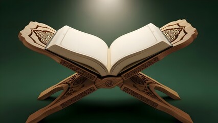 Spiritual Guidance: Reading the Holy Quran on a Traditional Wooden Stand