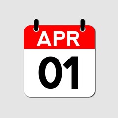April 1 Day Calendar Vector Icon Perfect for planner, reminder, time management, schedule, office, business, and monthly event start design template