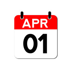 April 1 Day Calendar Vector Icon Perfect for planner, reminder, time management, schedule, office, business, and monthly event start design template