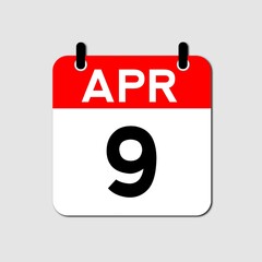 April 9 Day Calendar Vector Icon Perfect for planner, reminder, time management, schedule, office, business, and monthly event start design template