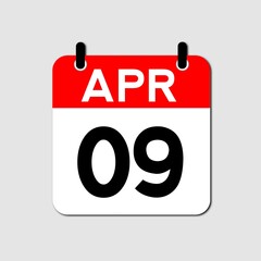 April 9 Day Calendar Vector Icon Perfect for planner, reminder, time management, schedule, office, business, and monthly event start design template