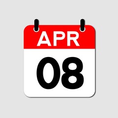April 8 Day Calendar Vector Icon Perfect for planner, reminder, time management, schedule, office, business, and monthly event start design template