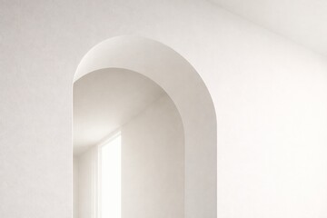 Minimal White Archway Detail in Modern Architectural Interior with Soft Natural Light, Clean Background for Luxury Branding, Architecture and Design Presentation