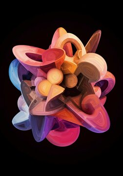 A surreal fusion of vibrant colors and distorted shapes, representing the complex, non-linear logic of subconscious thought and imagination, imagination, dark, form