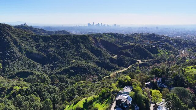 Hollywood Hills with Downtown Los Angeles Skyline California