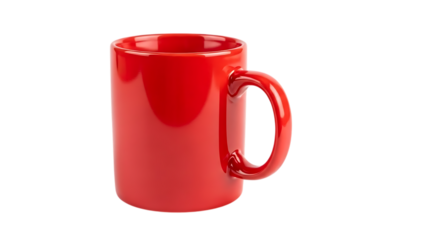 Red coffee mug on white background isolated on transparent background
