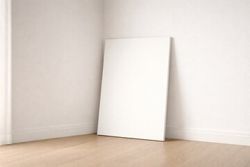 Blank Frame Leaning in Corner of Minimal White Interior