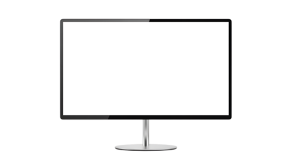Modern computer monitor with blank screen on white background isolated on transparent background