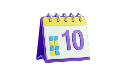 3D Render of a Desk Calendar Showing the Number 10