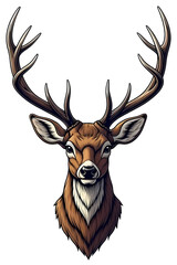 Fototapeta premium Majestic Deer Stag Head with Large Antlers Vector Illustration Royal King Animal Portrait Heraldic Logo Design