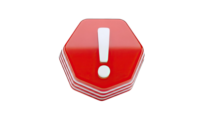 3D Red Exclamation Mark Warning Sign