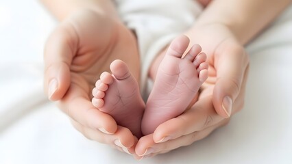 Tiny baby feet cradled in loving adult hands