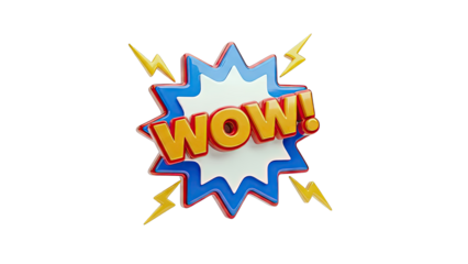 3D "WOW!" Explosion Comic Style