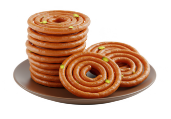 Stack of jalebi sweet isolated on transparent background