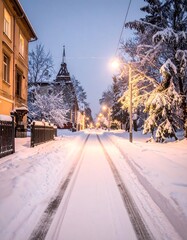 Snowy Street Scene - A Winter Wonderland in the City.