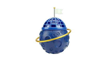 Cartoon Planet with Flag and Ring