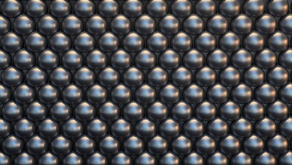 Closeup of shiny metallic spheres arranged in a repetitive pattern