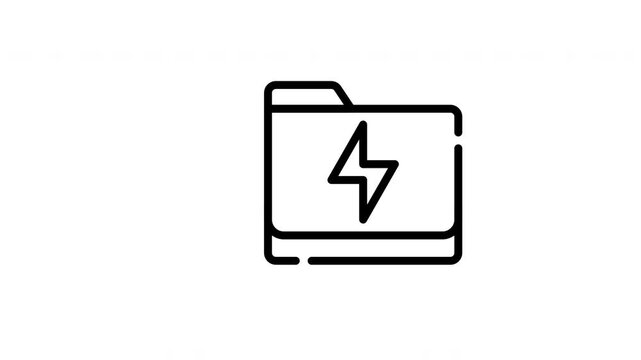 Folder icon with lightning bolt for electrical energy concepts. Suitable for presentations, websites, brochures, and social media content design.
