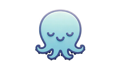 Obraz premium Cute Blue Cartoon Octopus with Closed Eyes