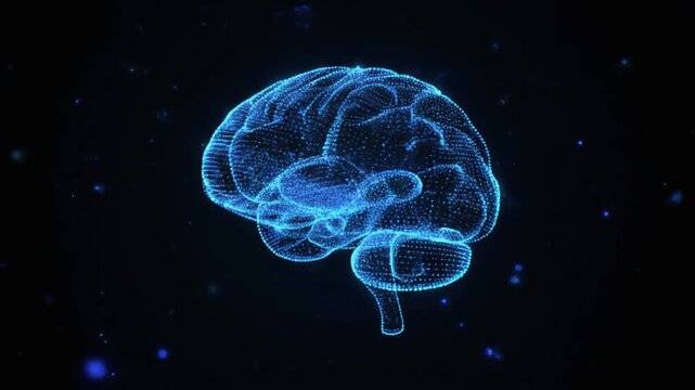 デジタル粒子で構成された未来AI脳動画