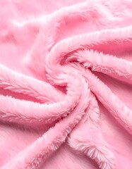 Soft Pink Plush Fabric Texture with Swirls and Delicate Fibers.