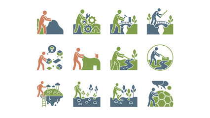 Obraz premium Collection of Icons Depicting Sustainable Practices and Recycling Efforts.