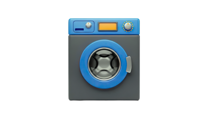 Modern Front-Load Washing Machine with Blue and Gray Accents