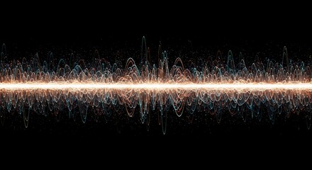 Complex rhythmic wave structure illustrating theoretical concepts of vibration and cyclical data patterns in dynamic digital space, quantum, network, energy field