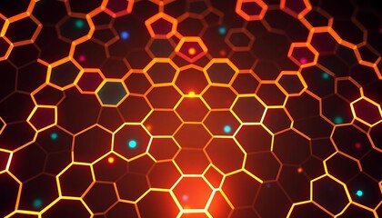 Abstract hexagonal grid network glowing digitally,  communication,  glowing