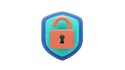 Open Padlock on Shield Icon