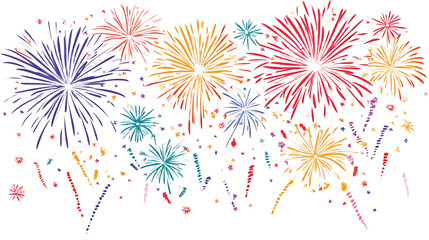 Colorful fireworks explosion illustration festive celebration background.