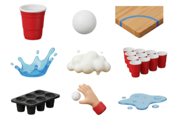 Beer Pong Party Game 3D Render Isolated on White Background