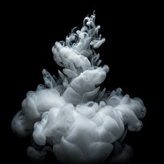 Ethereal and flowing white smoke abstract design capturing dynamic motion, texture, and mystical fog against a deep black background for visual effect, delicate, dark, wisps