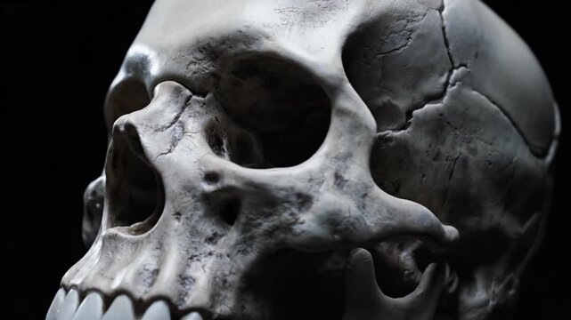 Human Skull 3D Render Close View Showing Temporal Bone and Zygomatic Region
