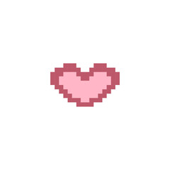 Pixelated Pink Heart Icon A Simple and Sweet Symbol of Love, Perfect for Digital Art and Graphic Design Projects