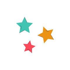 Vibrant collection of colorful decorative star illustrations, perfect for adding a touch of celebration, achievement, and quality to any graphic design project or digital interface