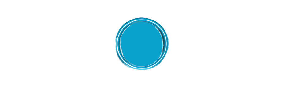 Sello o bot&oacute;n circular azul vibrante con contorno doble, ideal para dise&ntilde;o gr&aacute;fico aislado sobre fondo blanco.