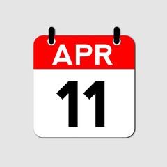 April 11 Day Calendar Vector Icon Perfect for planner, reminder, time management, schedule, office, business, and monthly event start design template
