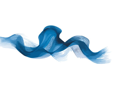 Onda astratta blu acquerello fluida su sfondo bianco, elemento grafico elegante e moderno per design.