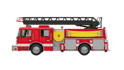 Red Fire Truck with Ladder and Hoses