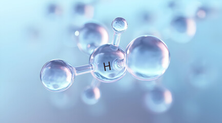 Detailed close-up of hydrogen molecules in a fluid, ideal for representing scientific concepts, molecular structures, and chemical reactions.